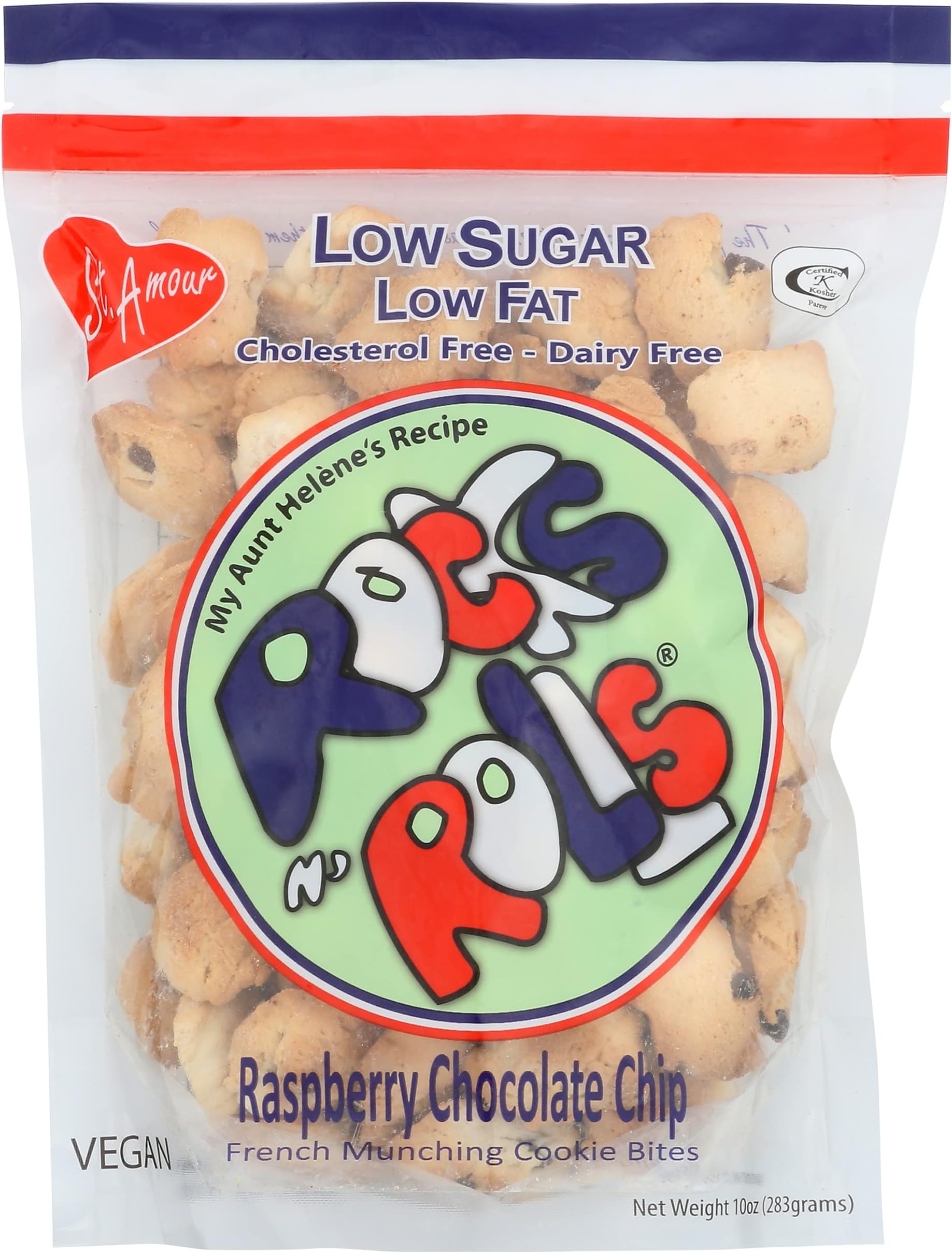 St Amour Rocks N Rolls French Munching Cookies, Raspberry and Chocolate Chip, 10 Ounce