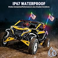 Vista 4 de Whip Lights Uemicip 2PCS - 2 luces LED RGB en espiral de 4 pies para UTV, con base de resorte App y control remoto inalámbrico RF, látigos de antena