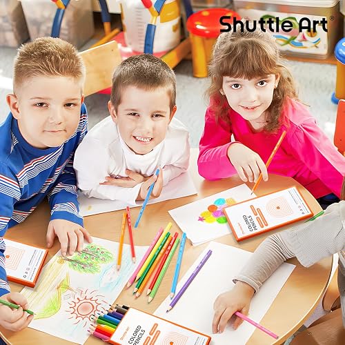 Shuttle Art – 504 Crayons De Couleur En 12 Teintes Vives – Pré-taillés – Lot De 42 Pochettes – Fournitures Scolaires Pour Classe Et école
