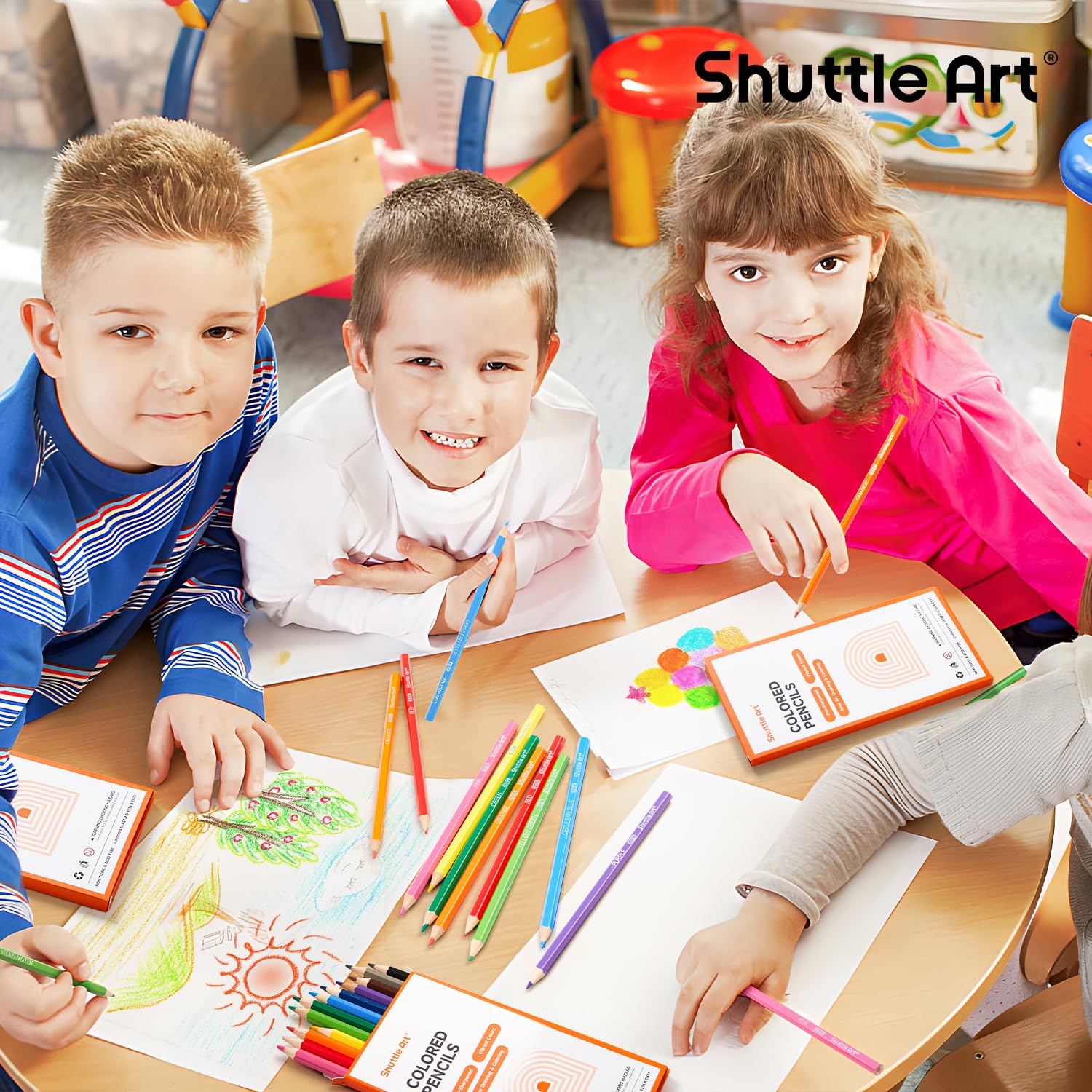 Shuttle Art Buntstifte Set, 144 Buntstifte Kinder, Farbstifte mit 12 Lebendigen Farben, 12er Packungen Holzstifte, Großpackung Buntstifte für Kinder, Schule und Weihnachten, Buntstifte schule 1 klasse