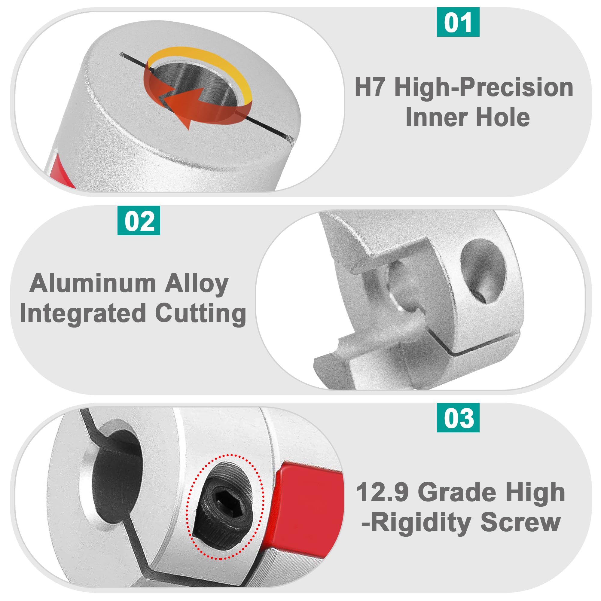 Acoplador de Aleación de Aluminio D30 L40 10mm a 14mm Abrazadera Flexible para Motor Paso a Paso