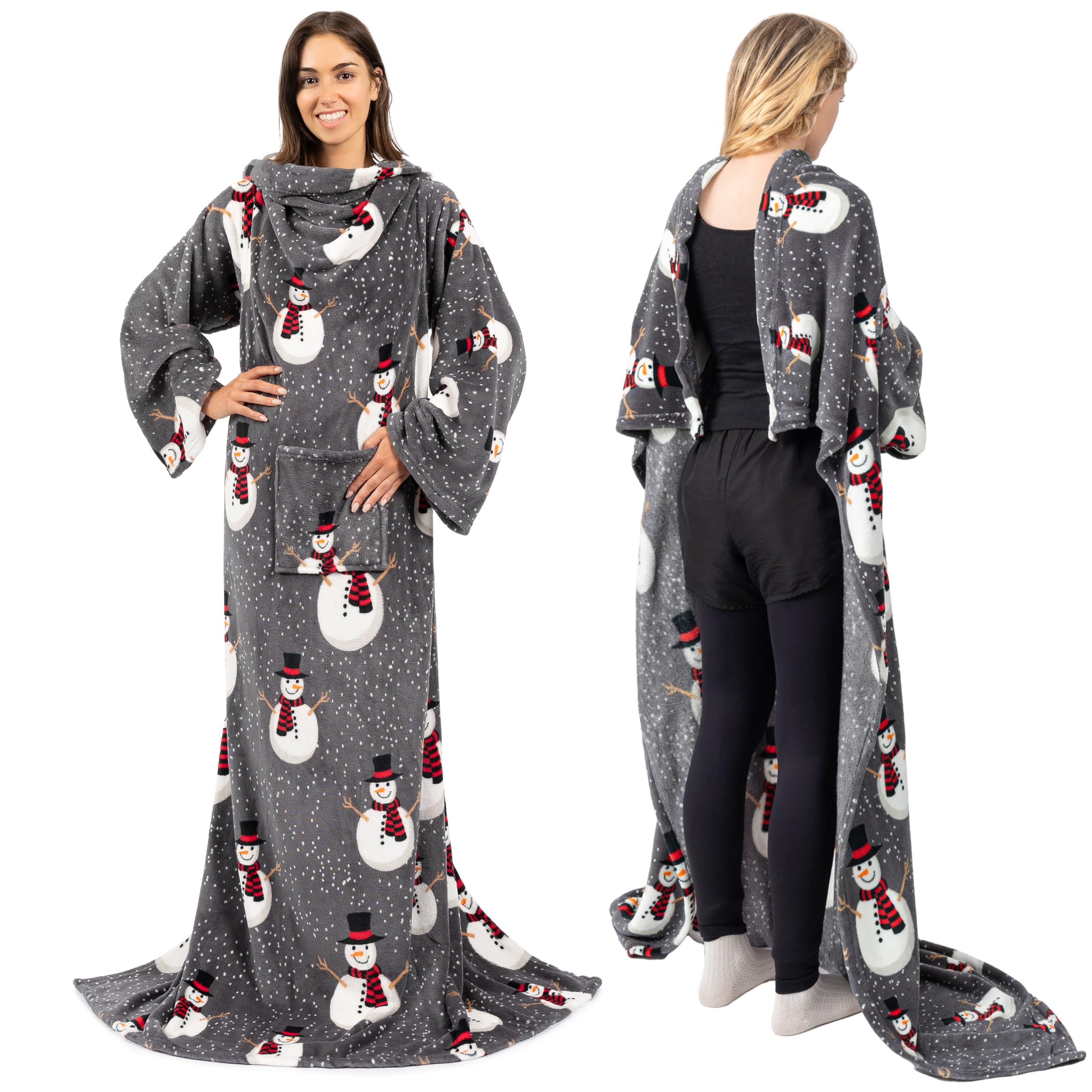 PAVILIA Wearable Blanket with Sleeves for Adult Women Men, Cozy Fleece Warm Wrap Throw with Arms, Gifts for Christmas, Wife