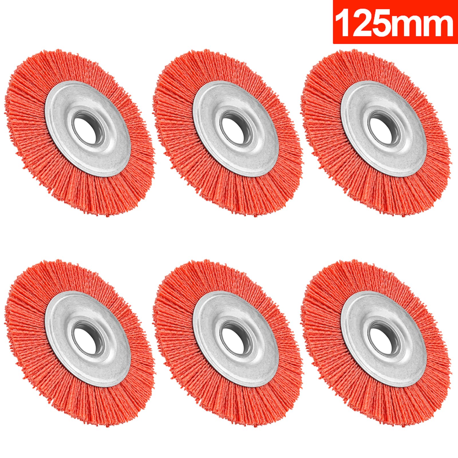 6 szt. Nylonowe szczotki tarczowe, drut ścierny szczotka polerska do gratowania metalu czyszczenie OD 100/125mm(125mm)