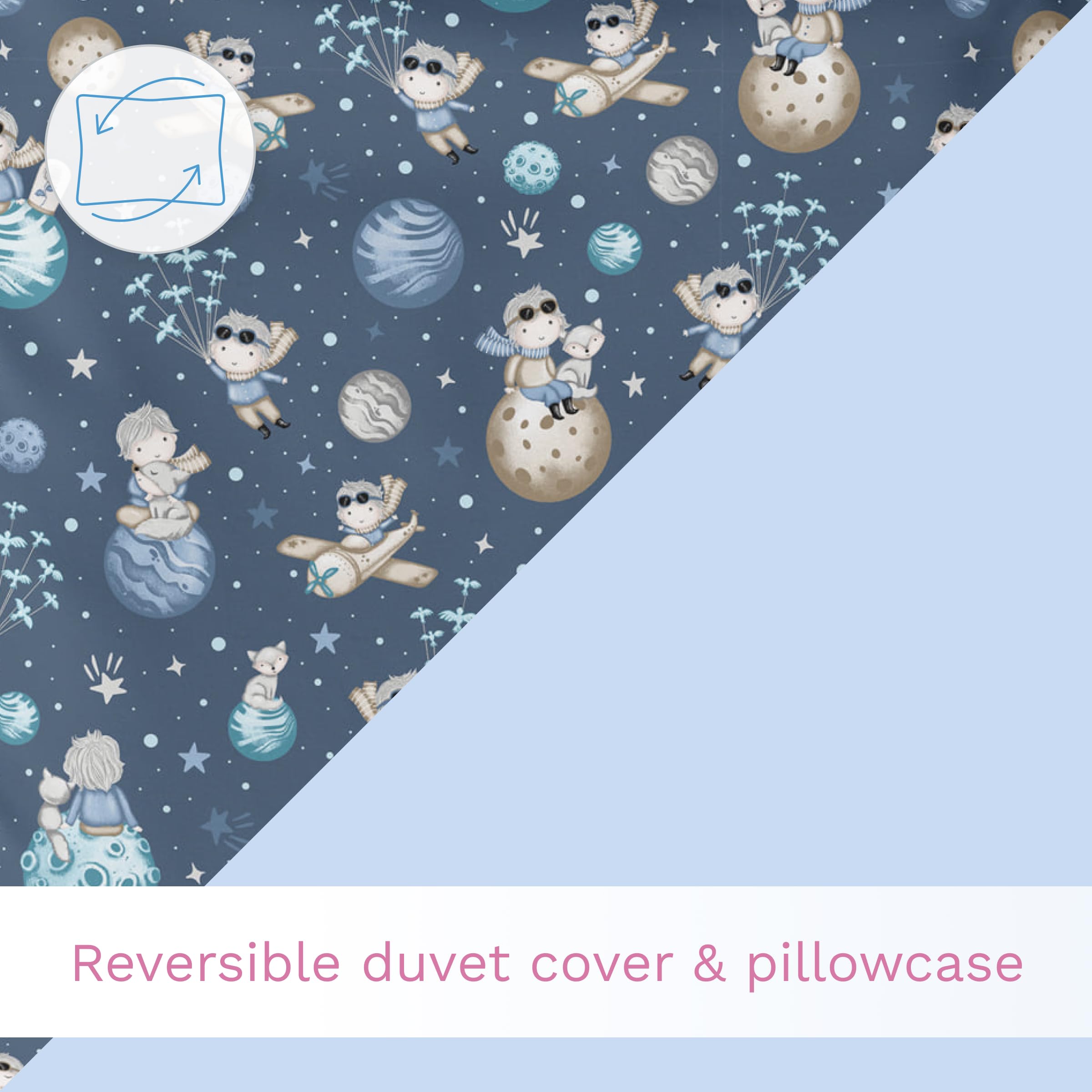 Almohada de edredón de 5 piezas con fundas y sábana de jersey para cuna de 120 x 60 cm (principito)