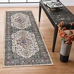 Lahome Oriental Washable Area Rug, 5x7ft, Brick Red