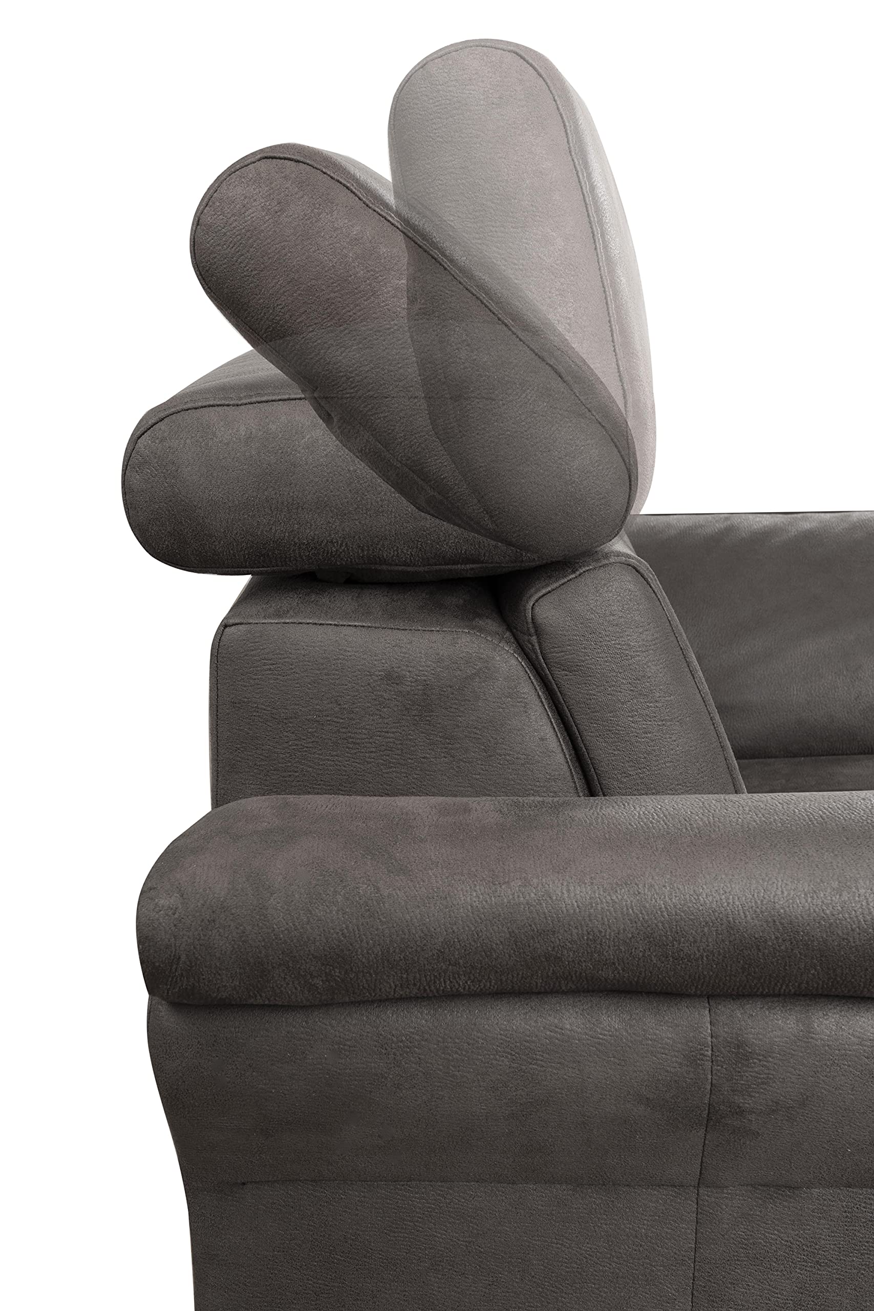 Cavadore Sessel Ammerland / Polstersessel im Landhausstil mit Federkern + verstellbarer Kopfstütze / 101 x 84 x 93 / Wildlederoptik, Grau