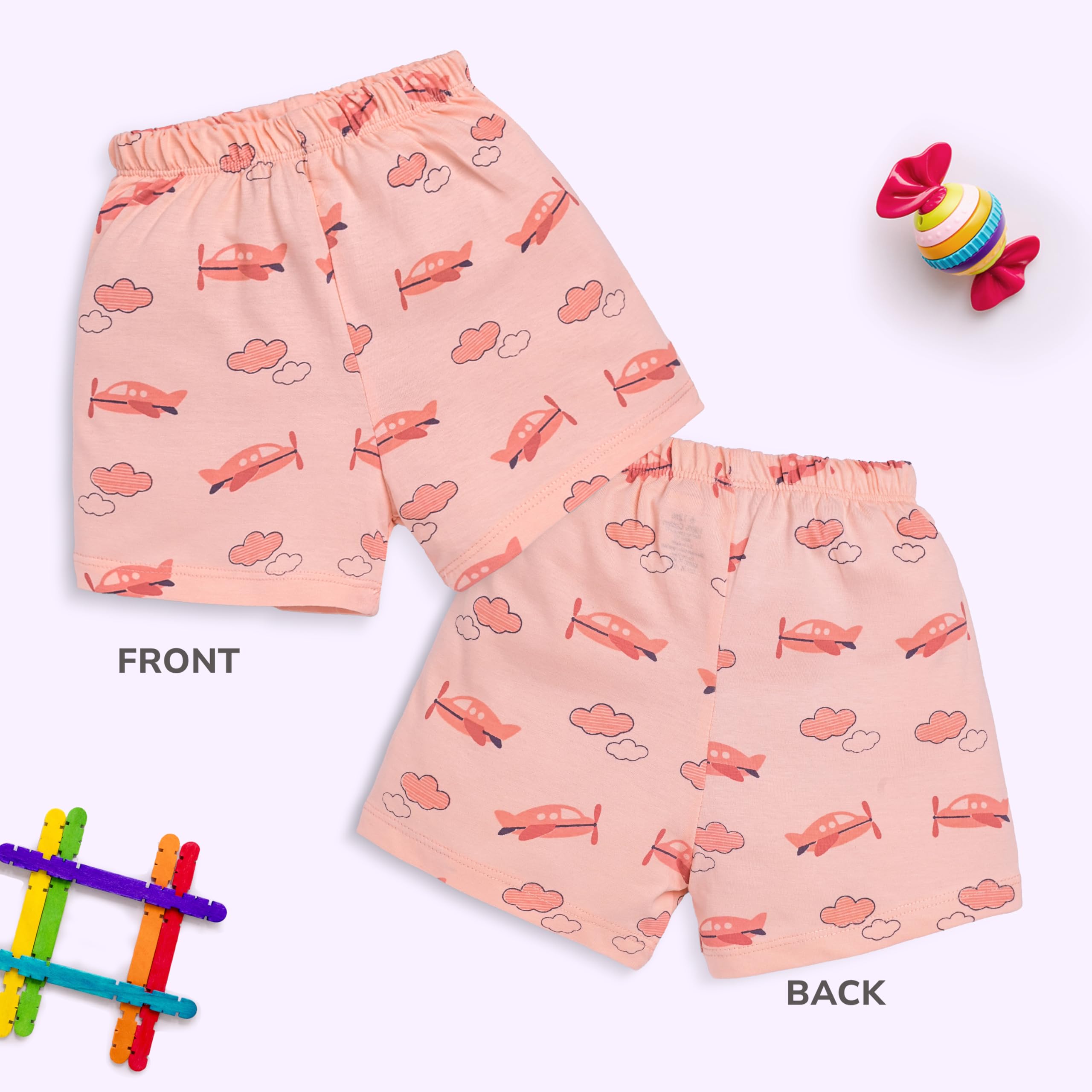LuvLap Baby Boys & Baby Girls Pack of 5 Regular Shorts 100% Cotton, L (6 to 12 Months) 2