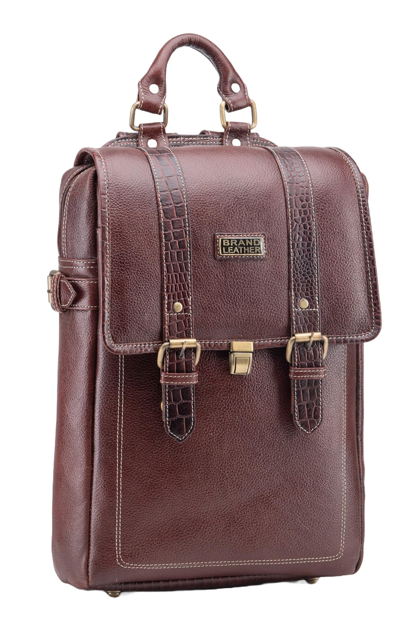 BRAND LEATHER Full Grain Genuine Leather 17 Inch Laptop Backpack Extra Large Camping Travel Weekender Daypack For Men & Women (Brown) (B07KPJT1V7) Amazon Price History, Amazon Price Tracker