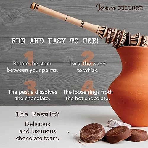 Miniatura 7 de Verve CULTURE Auténtico espumador de chocolate caliente mexicano mexicano, pequeño de 10 pulgadas