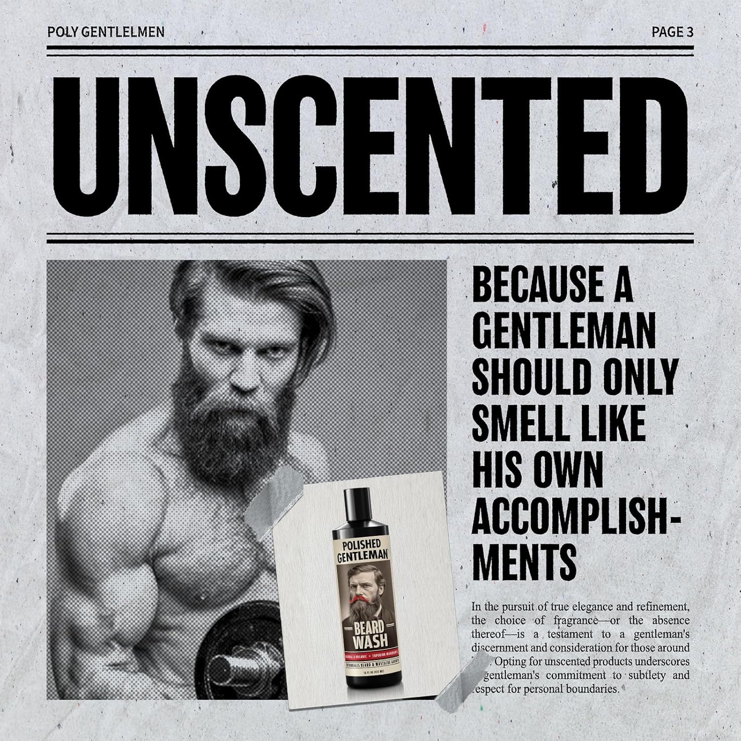 Polished Gentleman Refreshing Beard Shampoo and Face Wash with Peppermint Tea Tree and Argan Oil - for Thicker and Softer Beard (16 oz)