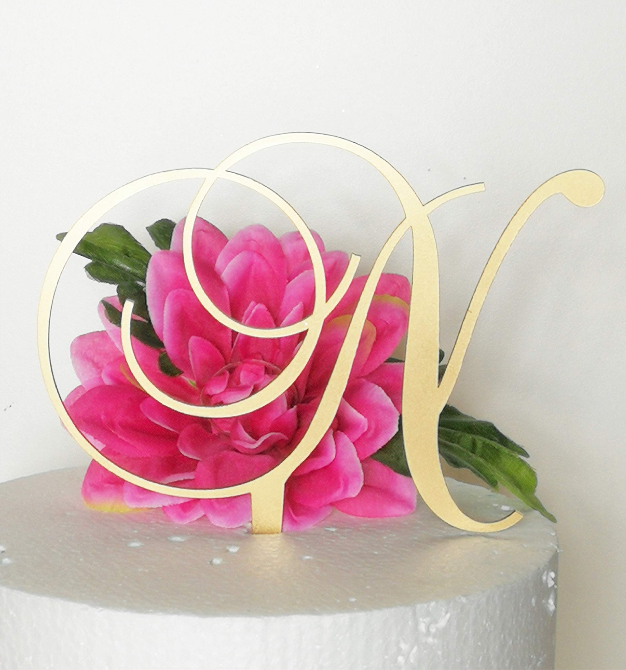 Forbes FavorsMonogram Acrylic Letter Cake Toppers In Brushed Gold or Brushed Silver A B C D E F G H I J K L M N O P R S T U V W Letter N