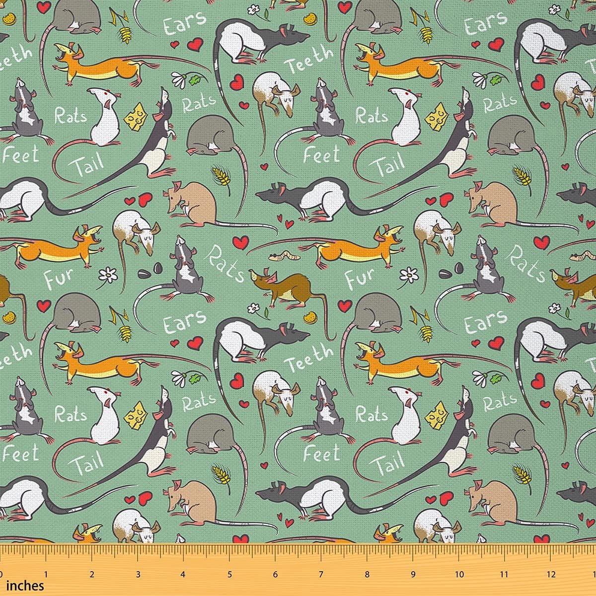 Erosebridal Kids Rat Fabric by The Yard Mouse Rodents Upholstery Fabric