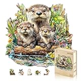 Jigfoxy Wooden Puzzles for Adults, Otter Wood Puzzle for Adults, Unique Animal-Shaped Wooden Jigsaw Puzzle, Christmas Thanksgiving Gifts for Puzzle Lovers, Family and Friends (S-8.5 * 8.1in-100pcs)