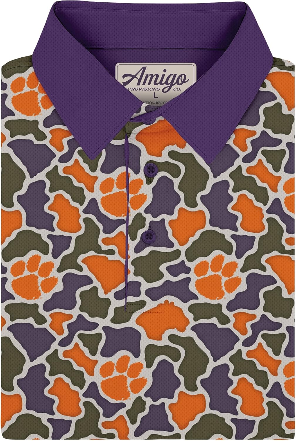 Amigo NCAA Mens Clemson Tigers Licensed Camo Range Raglan Polo Shirt