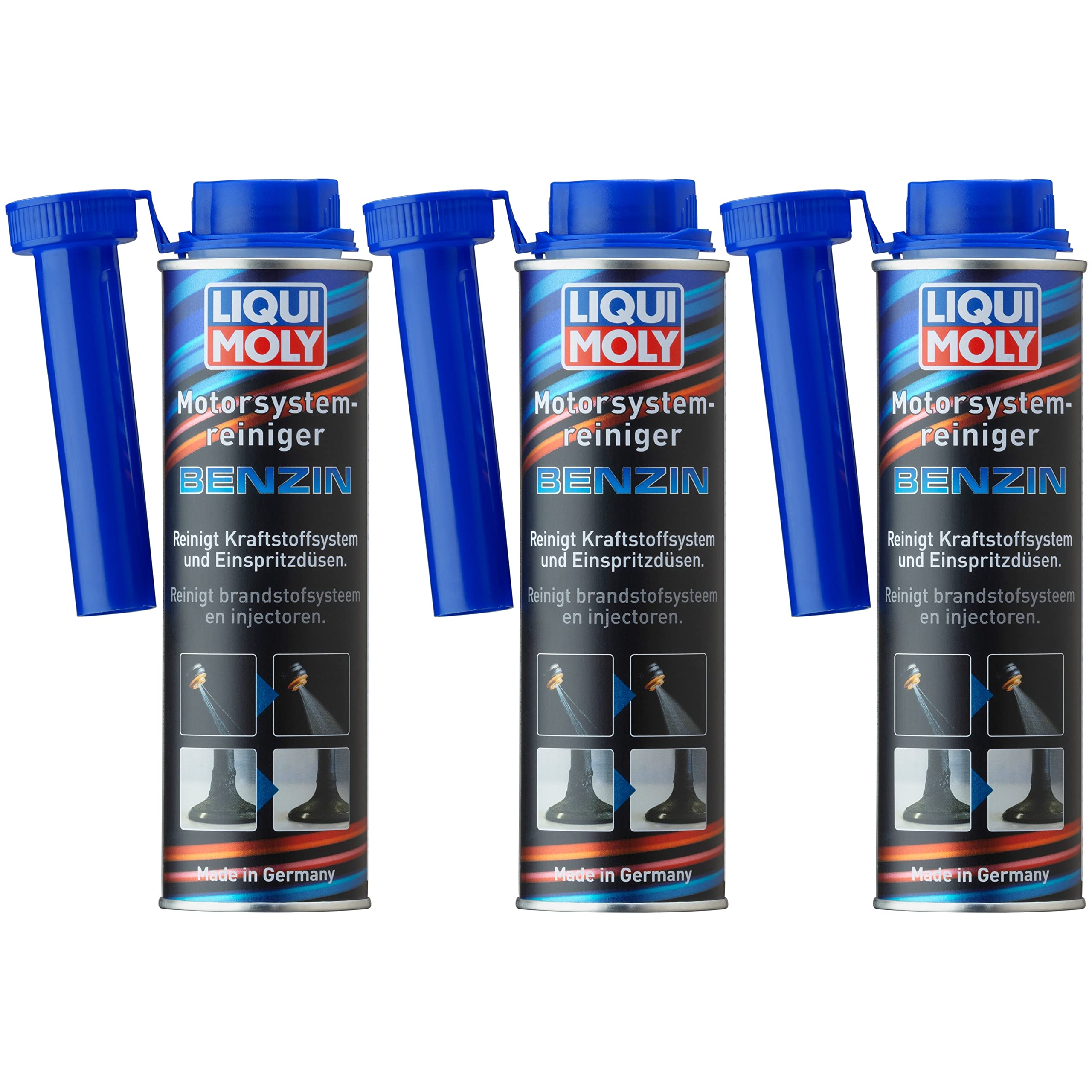 Liqui Moly 3X Motor System Reiniger Benzin 300ml | entfernt Ablagerungen & gewährleistet geringeren Kraftstoffverbrauch | Kraftstoff Additiv für Benzin-Motoren I 3X 300ml
