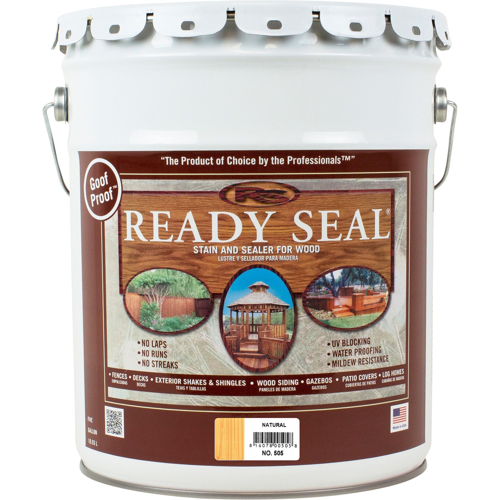 Ready Seal 505 Exterior Stain and Sealer for Wood, 5-Gallon, Light Oak