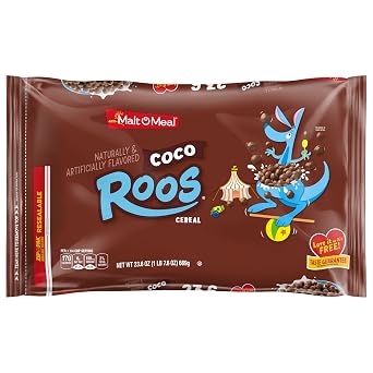 Malt-O-Meal Coco Roos Breakfast Cereal, Crunchy Chocolate Puff, Family Bulk Size, 23.6 oz Resealable Bag