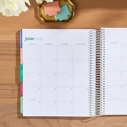 Miniatura 3 de Agenda mensual en espiral de 7 x 9 (enero de 2026 a diciembre de 2026) - Cubierta clásica de ramo, tema hexagonal, bobina de platino