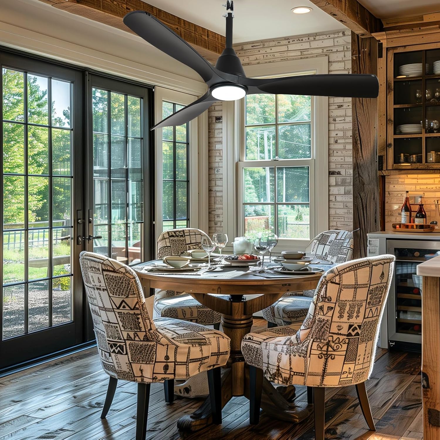 Depuley Plug-in Ceiling Fans for Patios: 42 Inch Outdoor Indoor Gazebo Fans with Lights with Remote & APP Control - 6 Speeds Reversible Black 3 Blades Fandelier Ceiling Fan Hanging Hook Type Fan - Image 2