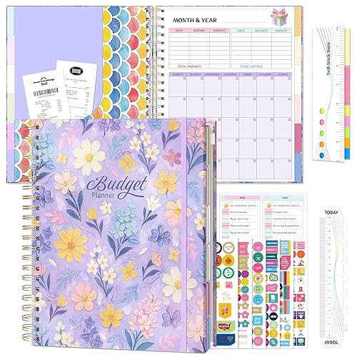 Ospelelf Budget Planner Undated, Money Expense Tracker with Pocket &