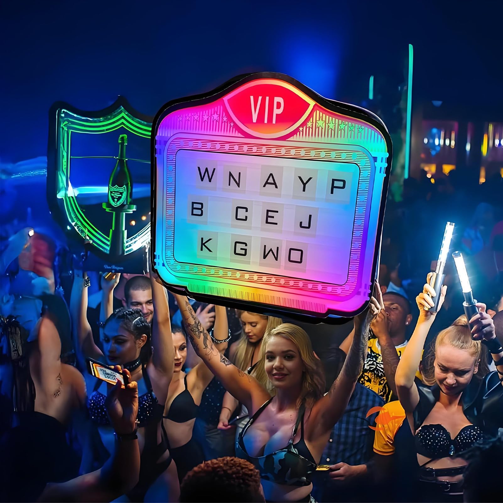 Insegna per Il Servizio di Bottiglie, insegna con Messaggio a LED, Pannello Luminoso con Lettere intercambiabili, per Feste, Bar e Discoteche. B