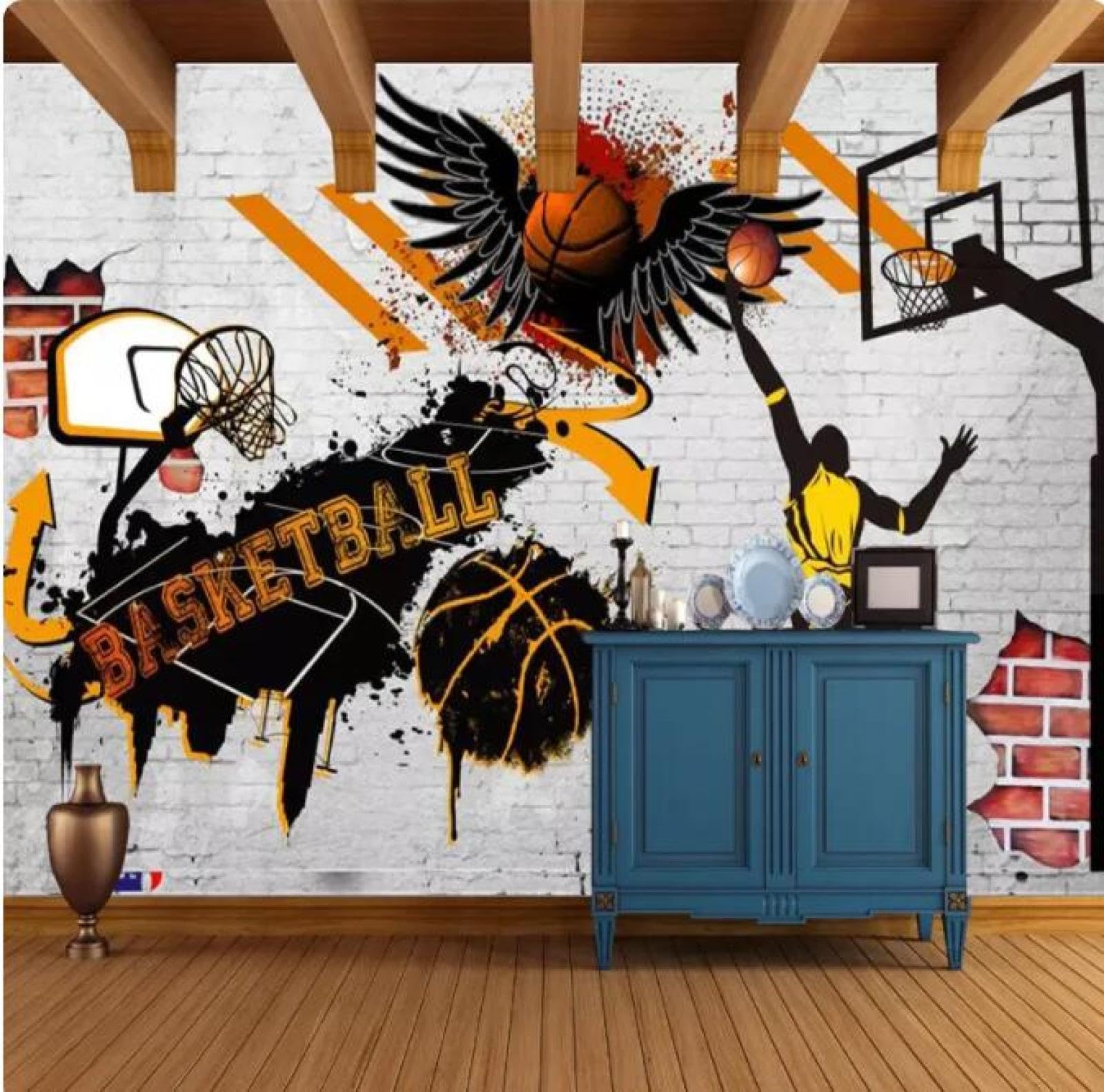 Malowidła ścienne 3D tapeta koszykówka plakat zdjęcie tło tapeta do sypialni ściany papierowy mural, 3D, 200 x 140 cm