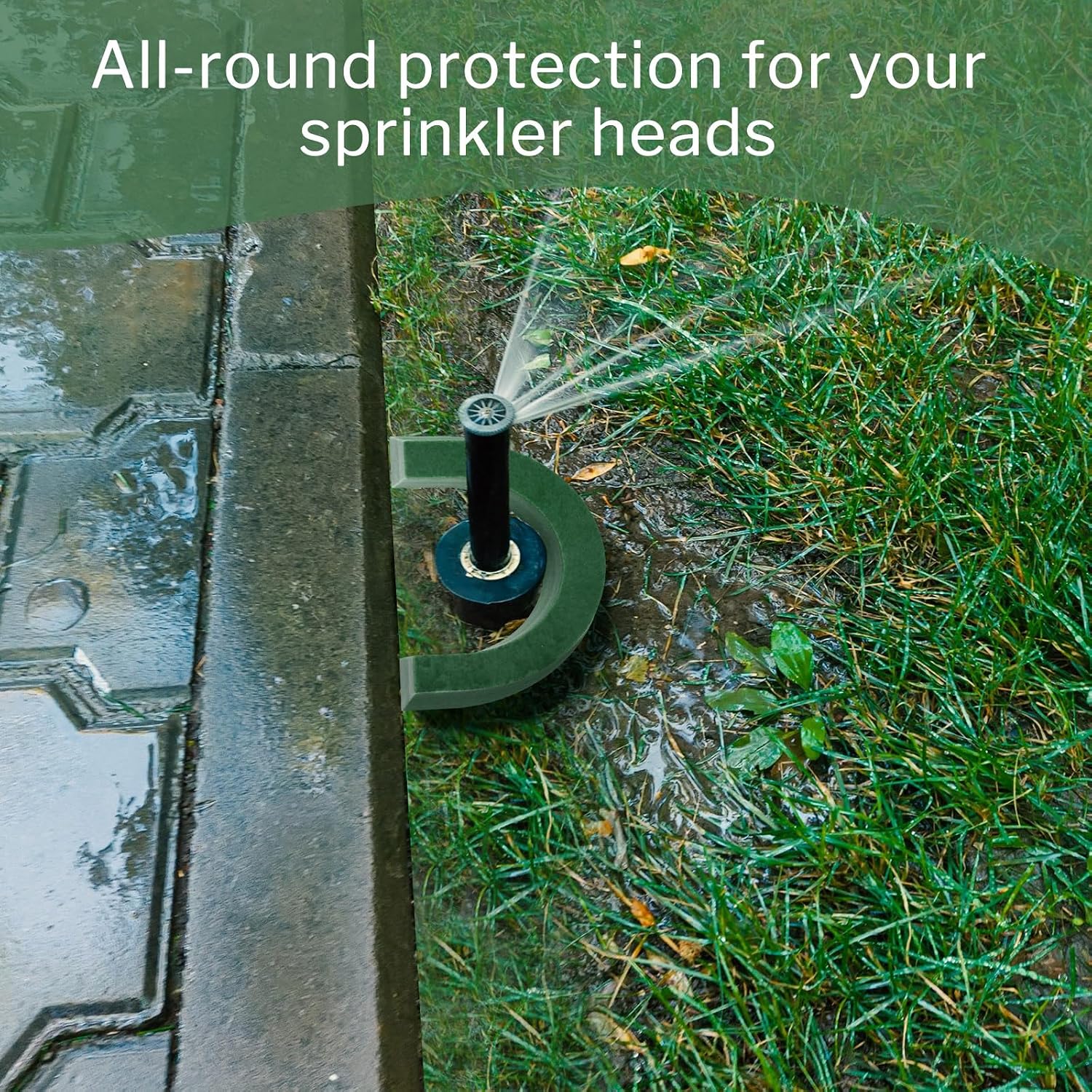Yaomiao 1 Pcs 6.3 Inch Sprinkler Head Protector Heavy Duty Sprinkler Guards Green Nylon Half Donut Sprinkler Protector for Lawn Reduce Sprinkler System Damage from Cars and Lawn Mowers