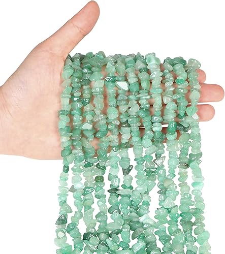 Miniatura 2 de 400 cuentas de piedra natural con virutas naturales, aventurina verde, cristales de 0.197-0.315 in, piedras preciosas irregulares, piedras sueltas,
