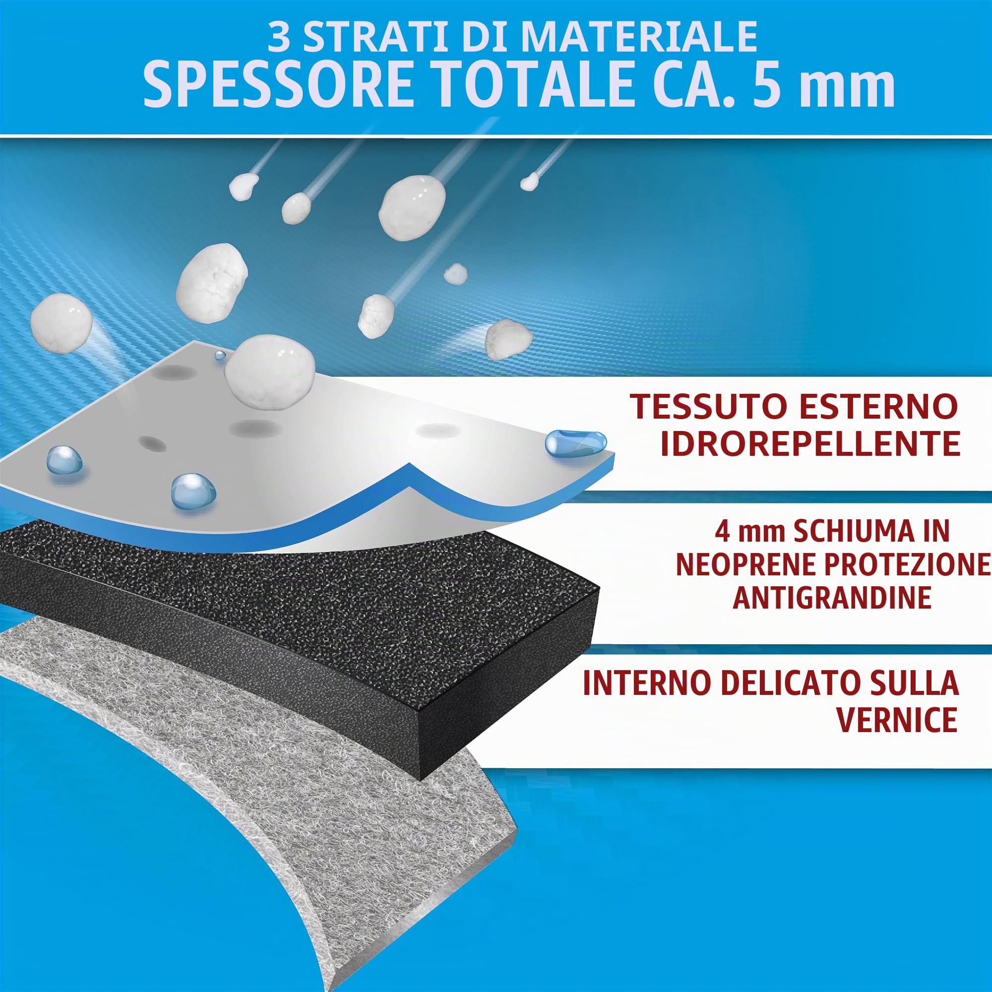 WALSER telone antigrandine per auto, telone antigrandine per auto, telone Auto Comfort Protect, copertura per garage per auto, copertura per auto 100% poliestere, copertura per auto SUV XL
