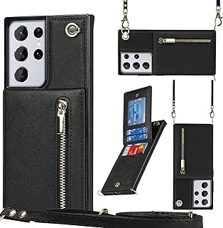 Crossbody Wallet Case Compatible with Samsung Galaxy S10e Leather Phone Case with Card Holder and Strap Cover Magnetic Closure Flip Folio Zipper Purse Kickstand Shockproof Protective Shell(Black)