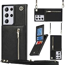 Crossbody Wallet Case Compatible with Samsung Galaxy S10 Leather Phone Case with Card Holder and Strap Cover Magnetic Closure Flip Folio Zipper Purse Kickstand Shockproof Protective ShellBlack