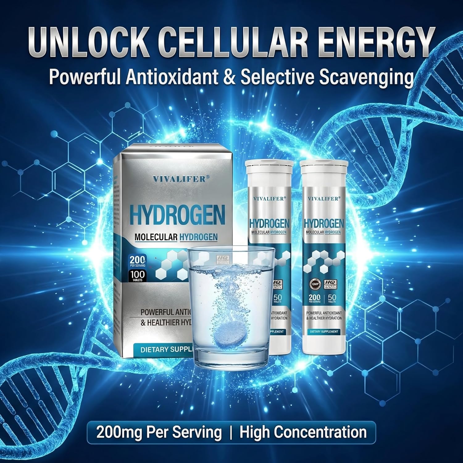 Hydrogen Water Tablets 100 Count (Lemon & Raspberry Flavor) - High PPM Molecular Hydrogen & Elemental Magnesium Supplement - Dissolvable H2 Generator for Energy, Muscle Recovery & Hydration
