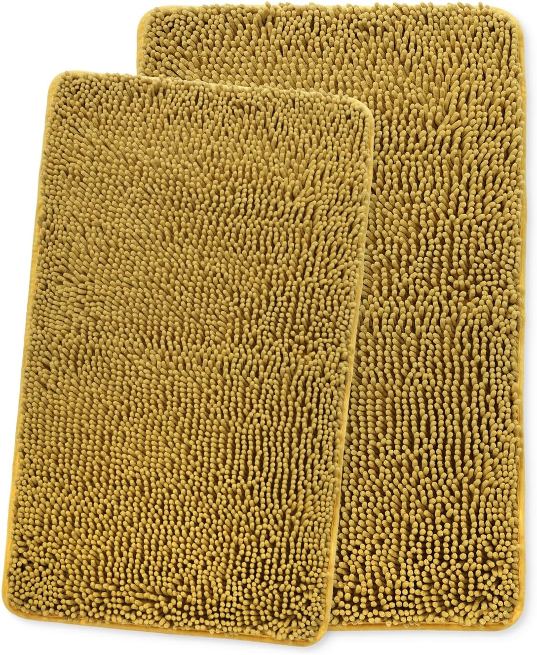 Yeaban Mustard Bathroom Rugs Sets 2 Piece Thick Chenille