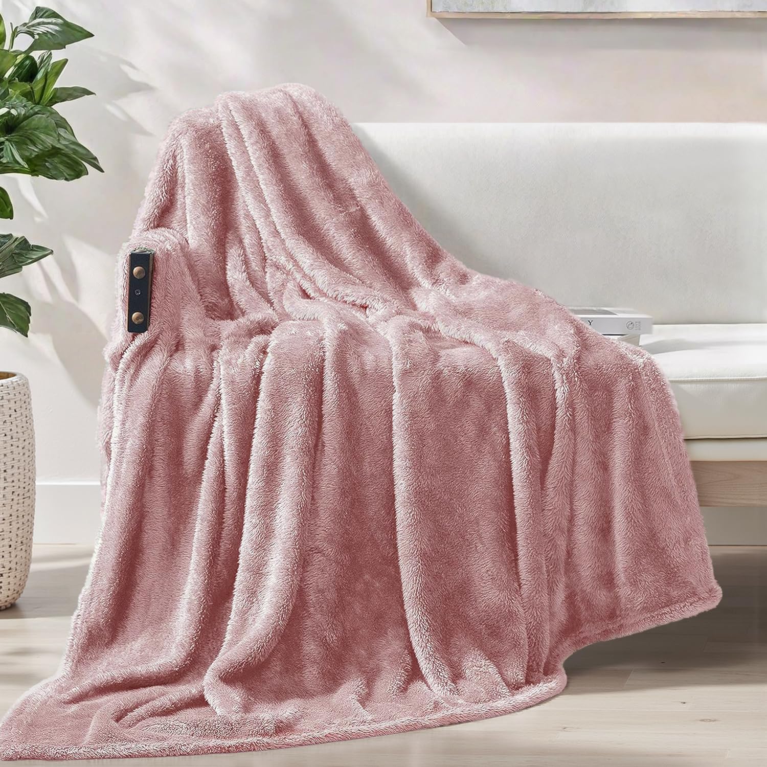 Exclusivo MezclaPlush Fuzzy Fleece Throw Blanket 127x178 CM, Super Soft, Fluffy and Warm Blankets for Couch, Bed, All Season Use, Dusty PinkOEKO-TEX STANDARD 100