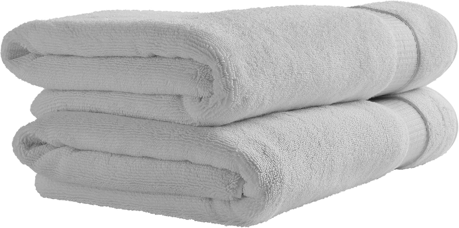 Amazon Brand - Rivet HygroCotton Cotton Bath Towel (2 Pack), Cloud Blue, 56" L x 30" W