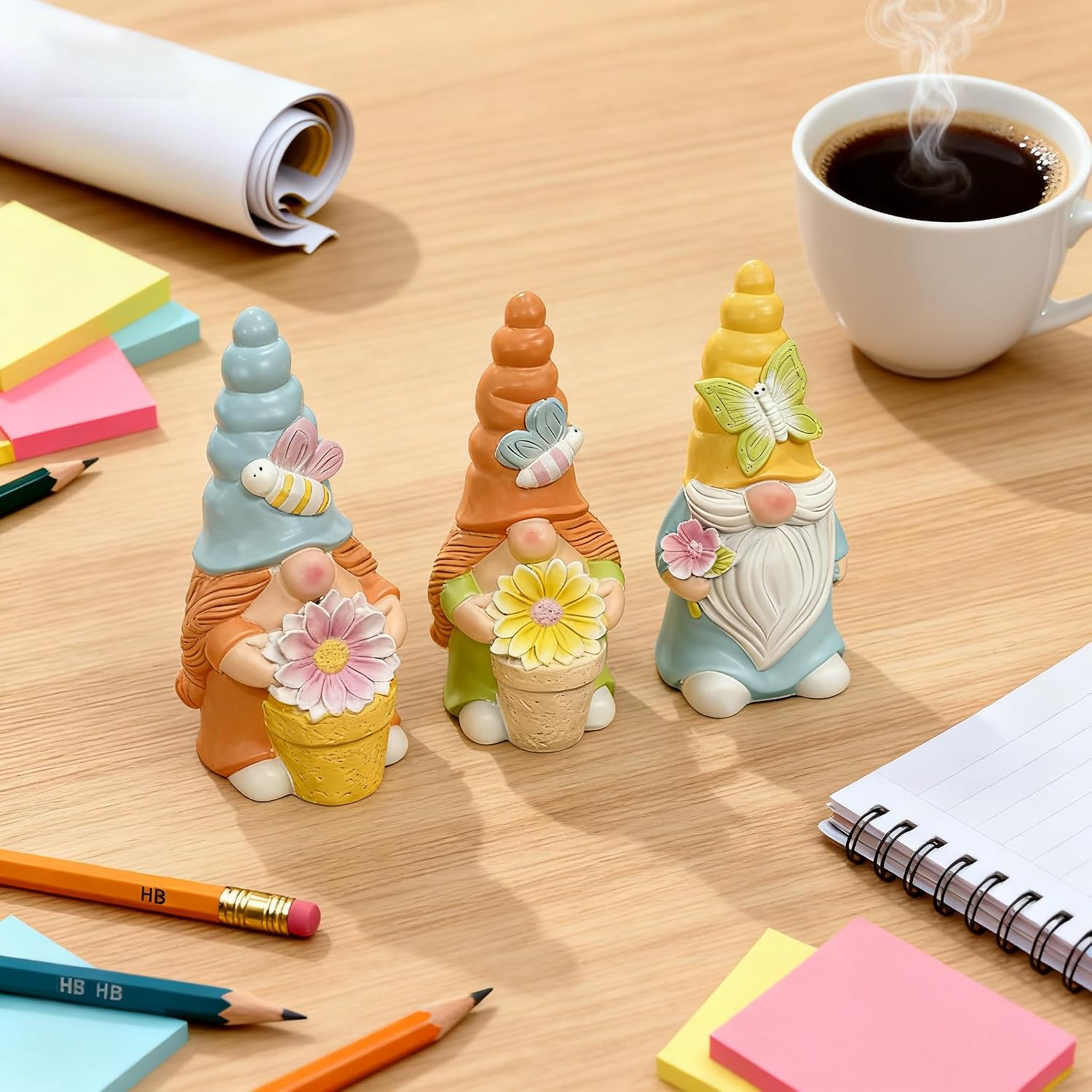 O-FarFarm Garden Gnome 屋外用装飾 - 3本セット、耐候性&風変わりな装飾 庭、芝生、パティオ用 庭愛好家、住