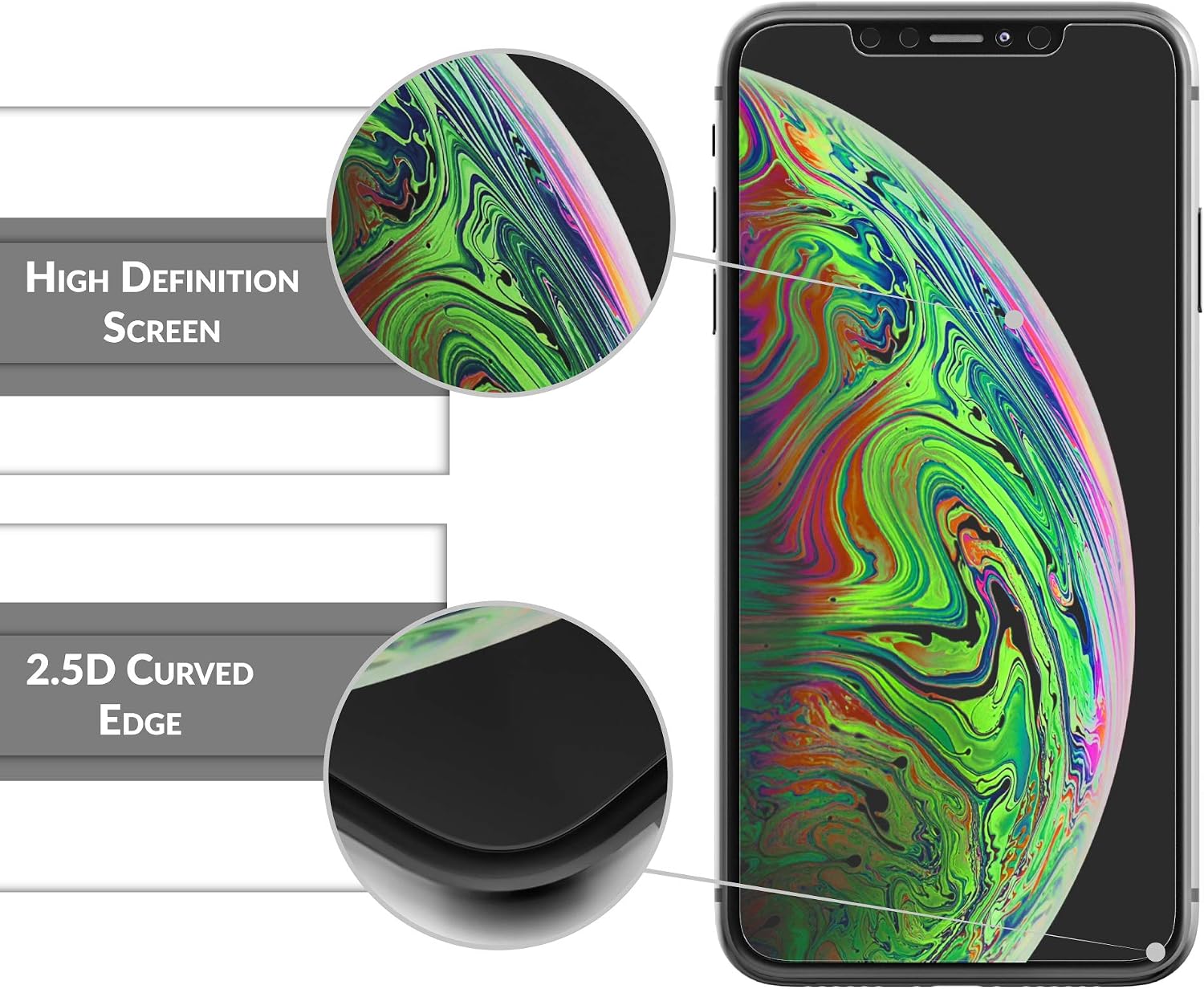 Crave Glass Screen Protector for Apple iPhone 11 Pro Max/XS Max [2-Pack] HD Tempered Glass