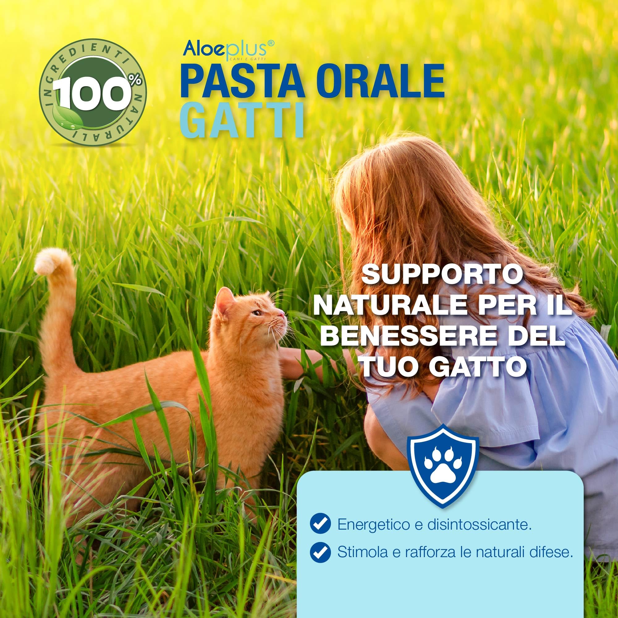 ALOEPLUS Gatti Pasta Orale - Alimento Complementare Energetico, Disintossicante con Aloe Arborescens BIO, Rafforza le Naturali Difese di Gatti Anziani e Cuccioli, Contro Alitosi (1 pz) (15 ml)