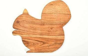 Affinity Decor Shaped Wood Cutting Board for Kitchen Wooden Chopping Boards with Handle Butcher Block, Charcuterie Platter for Cheese, Halloween Christmas Gift Squirrel Board 11"L x 12"W