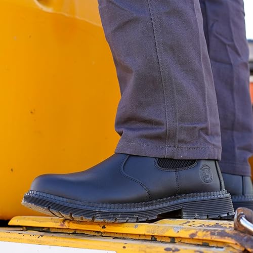 Miniatura 6 de ZERVRTON Steel Toe Work Boots for Men,Slip-on Working Boots,Comfortable,Waterproof,leather,Men's Industrial & Construction Boots