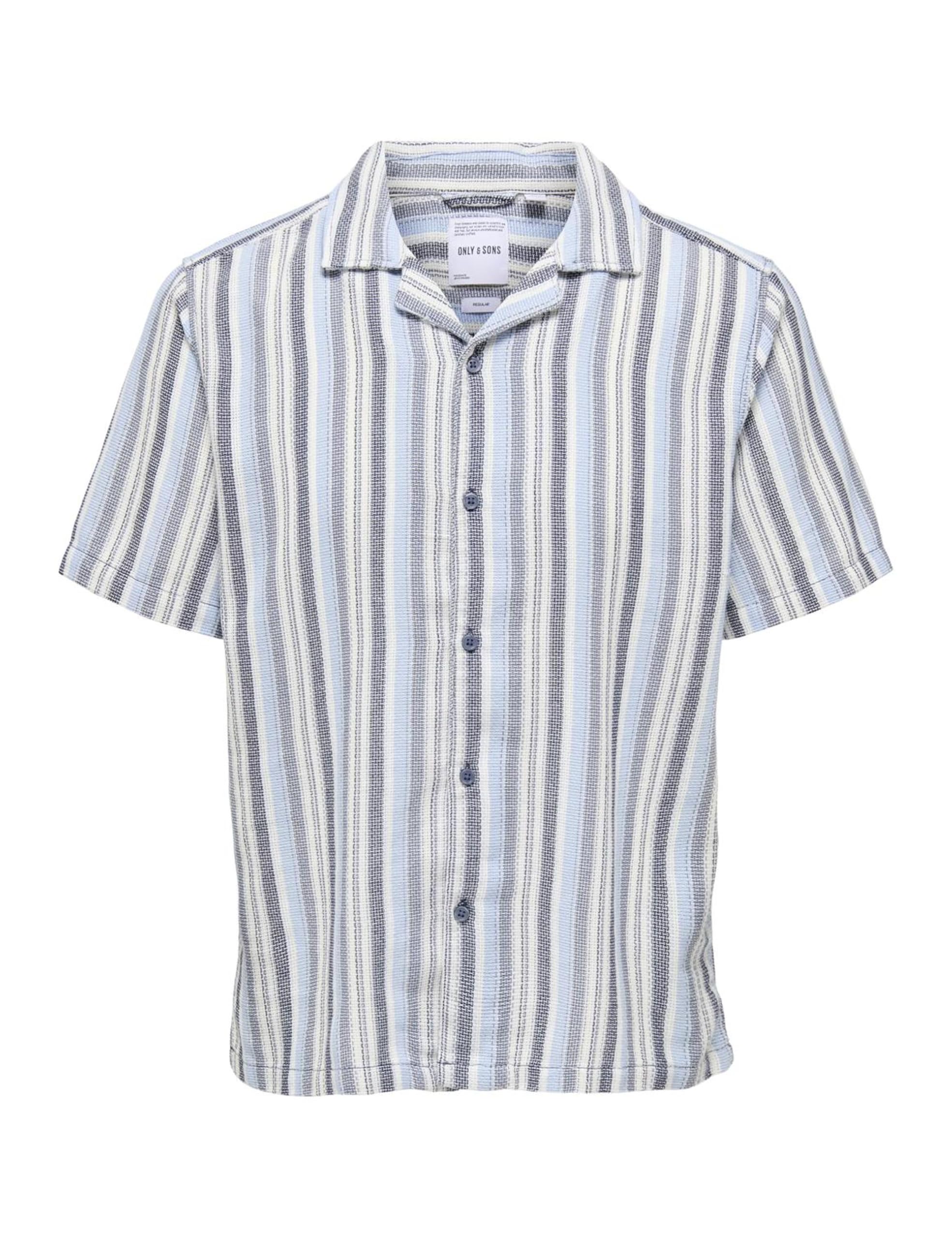 ONLY & SONS Onstrev Life Reg Struc Stripe SS Shirt, Vintage Indigo, XXL