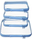 4 pcs Clear Zipper Pouches,Hard Shell Zipper Case, Toiletry Bag for Travel, CLear Diaper Bag, Toiletry Pouch, Travel Organizer, Cosmetic Bag,Toy Storage Bins (M+3S) (Mint Green)
