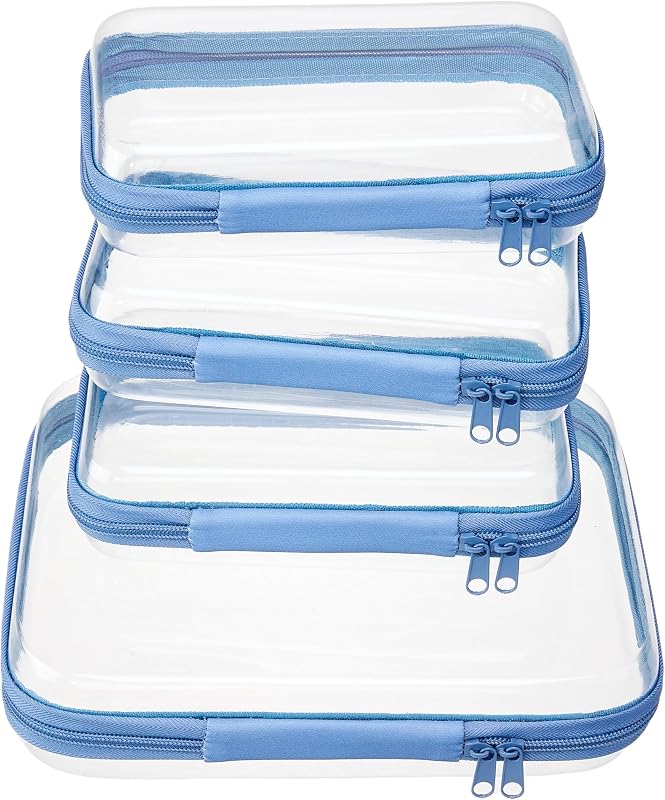 Conjunto de estojos transparentes com zíper WELPIRT, modelo rígido, 1 médio e 3 pequenos