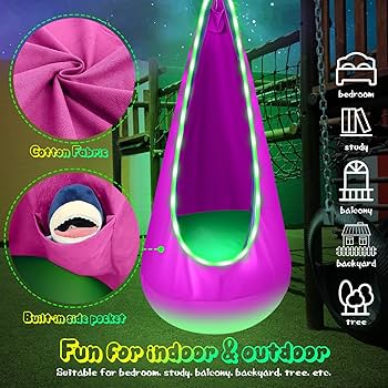 IDEASWAM 希少 Amazon.com: LFSMVT Light Up Kids Pod Swing Seat, Upgraded
