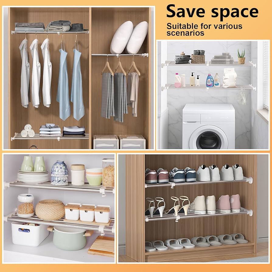 Amazon.com: BAOYOUNI Tension Closet Shelf, Adjustable