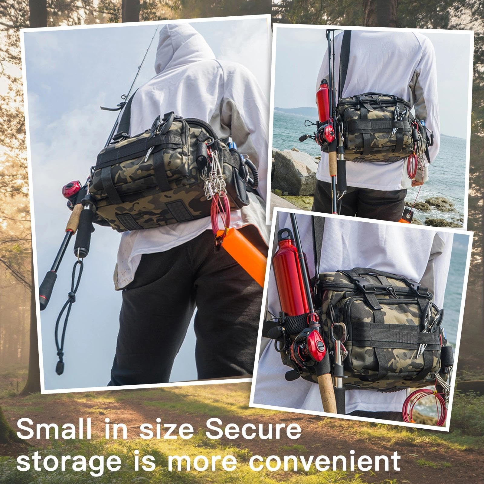Sac de Pêche Grande Capacité Camouflage Stockage Matériel Rangement Multifonctionnel