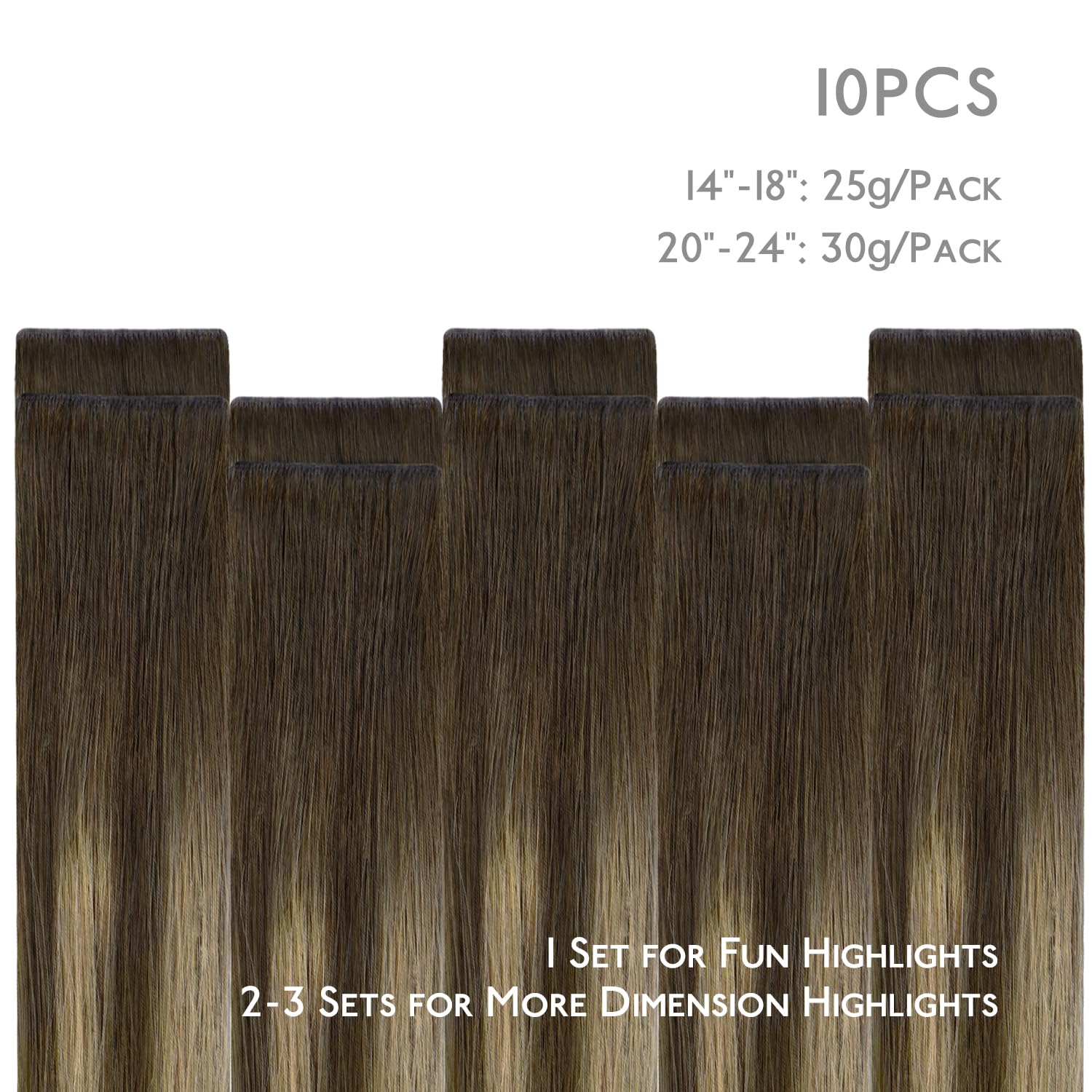 WENNALIFE Invisi Edge Tape in Hair Extensions Human Hair, 14 Inch 25g 10pcs Balayage Chocolate Brown to Caramel Blonde Invisible Luxury Remy Hair Extensions Seamless Injected Straight Extensiones