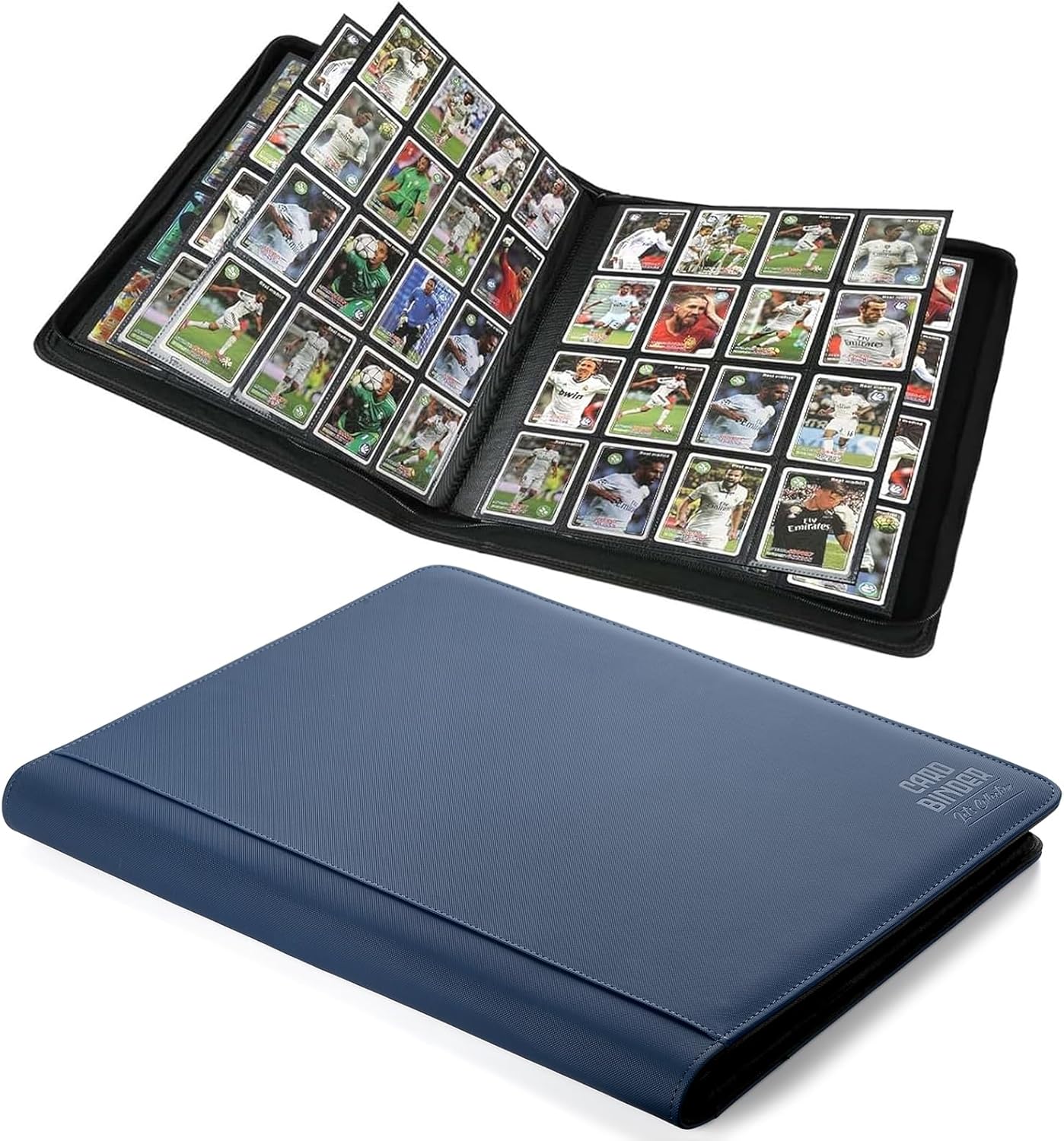 1024 Capacity Trading Card Binder, Premium Card Binder 16 Pocket, Sturdy Card Collection Album, Archival Quality Protection & Anti-Slip Spine for TCG, MTG, Sports Cards (Navy)