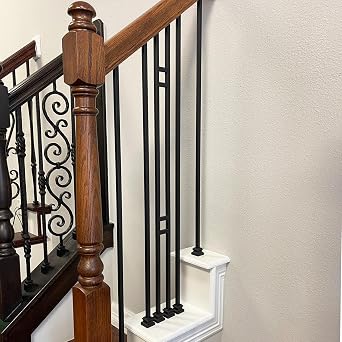 Stair Railing Balusters (Contractor Pack of 10) 1/2 Plain Bar Iron Spindle Hollow Square Metal Balusters (Real Satin Black not Matte)