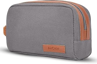 AirCase Premium Canvas Travel Organizer Kit Bag with Handle, Office Supplies/Accessories/Toiletry Kit, Easy to Clean Storage Pouch for Men & Women, Grey- 6 Month Warranty